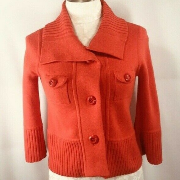J. Crew Jackets & Blazers - J.Crew Camilla Knit Jacket Cotton Blood Orange XS